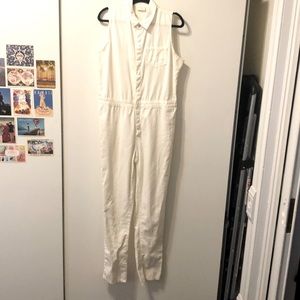 VILA white denim jumpsuit